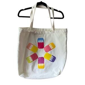 Aha Sparkling Water Canvas Tote Bag Cream | Reusable Cotton Shoulder Bag